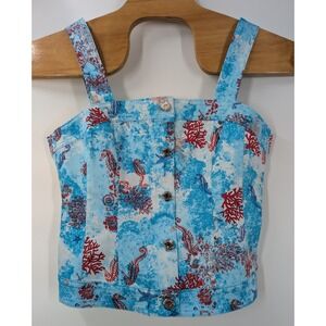 White House Black Market Ocean size 8 Tank Top Sleeveless Crop Shirt Summer WHBM